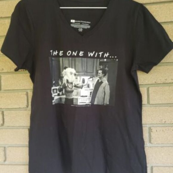 Friends - Chandler Bing - The One With - Black Womens V-Neck Tshirt Size: Medium - Picture 1 of 3